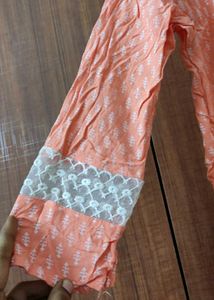 Peach Embroidered Kurti