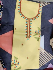 Cotton Unstitched Suit With Chiffon Dupatta