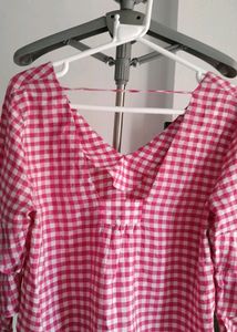 Gingham Ruffle Sleeve Top