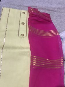 Beautiful Golden Line Light Yellow Suit