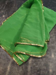 Green Dupatta with Gold Border
