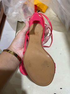 Zara Red Heeled Sandals - Size 36