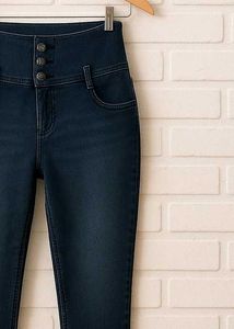 High-Waisted Dark Black Jeans
