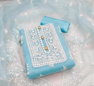 Elegant Blue Embroidered Suit