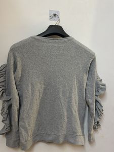 Grey Ruffle Sleeve Sweatshirt
