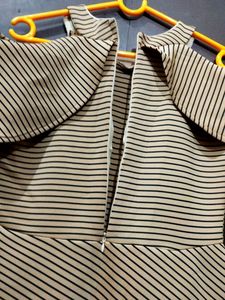 Striped Cold Shoulder Dress For Women