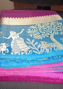 Pink &amp; Blue Saree
