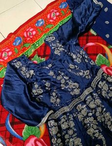 Satin Embroidery Anarkali Kurta