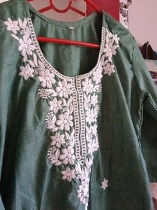 Green Embroidered Kurta