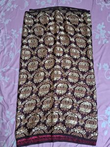 Elegant Satin Patterned Georgette Saree