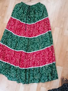 Beautiful Green And Red Long Skirt