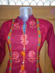 Maroon Cotton Kurta