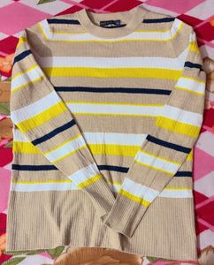 Striped Knit Pullover Sweater