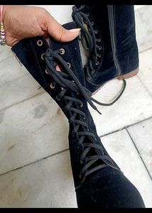 Black Lace-Up Boots