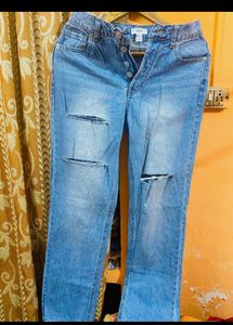 Forever 21 high waisted sky blue distressed jeans