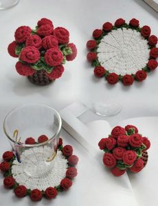 Crochet Rose Coasters (Set of 2)