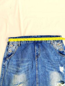 Denim Ripped Skirt