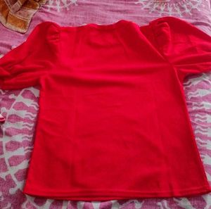 Red Puff Sleeve T-Shirt