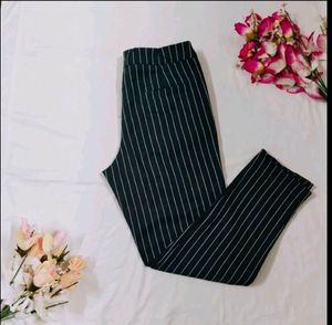 Black N White Strips Pant For Girls
