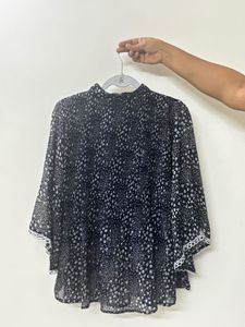 Vero Moda Pleated Top - Navy &amp; White Floral