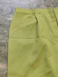 Green Wide Leg Pants Length 37 Inches