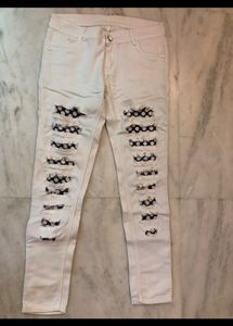 Rough Style White Jeans