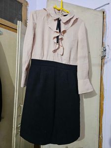 Elegant Black and Beige Dress