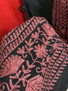 (for winters)Red- Black Embroidered Kurta