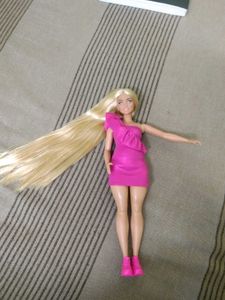 Curvy Barbie with long blond saran hair