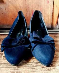 Navy Blue Block Heel