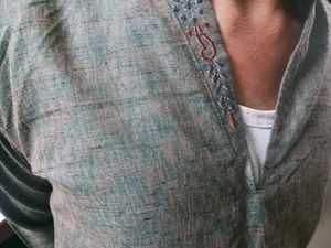 Embroidered Gray Kurta