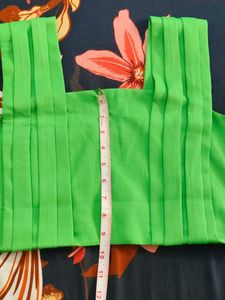 Parrot Green Pleated Crop Top