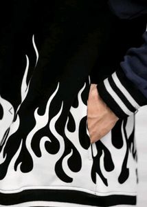 Flame Graphic Varsity Jacket L Size