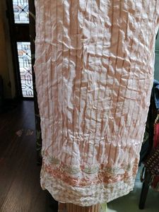 Peach Embroidered Kurti Pant Set