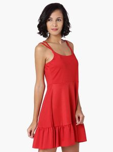 Pintrest Red Ruffle Hem Mini Dress