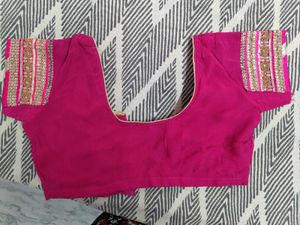 Hot Pink Embellished Saree