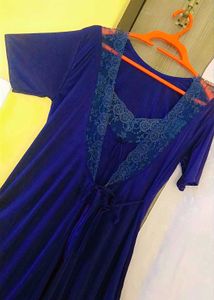 Blue Lace Trim Cami Night Dress