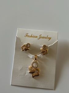 Gold Tone Squirrel Pendant and Earrings