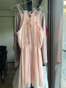 Peach Pleated Mini Dress