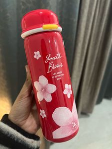 Red Floral Water Bottle