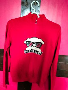 Girls Red Colour Sweatshirt