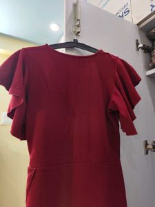 Maroon Ruffle Dress