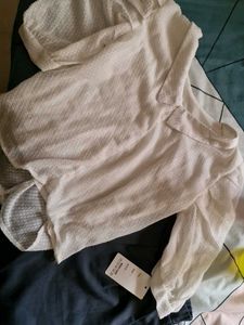 White Textured Top And Bottoms