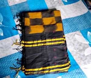 🌷✨Combo 4 Elegant Black &amp; Orange Printed Saree