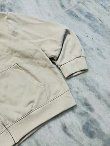 Beige Zip-Up Hoodie