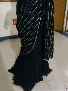 New Black Fishcut Designer Lehenga With Saree Styl