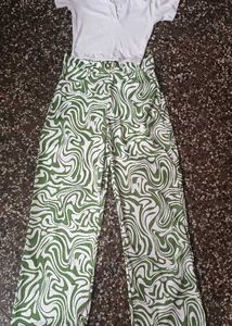 GREEN PRINTED TROUSERS
