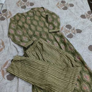 Green Printed Kurta Set