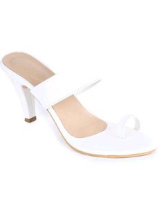 White Kolhapuri Style Heels