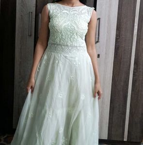 A Mint Green Floral Gown .